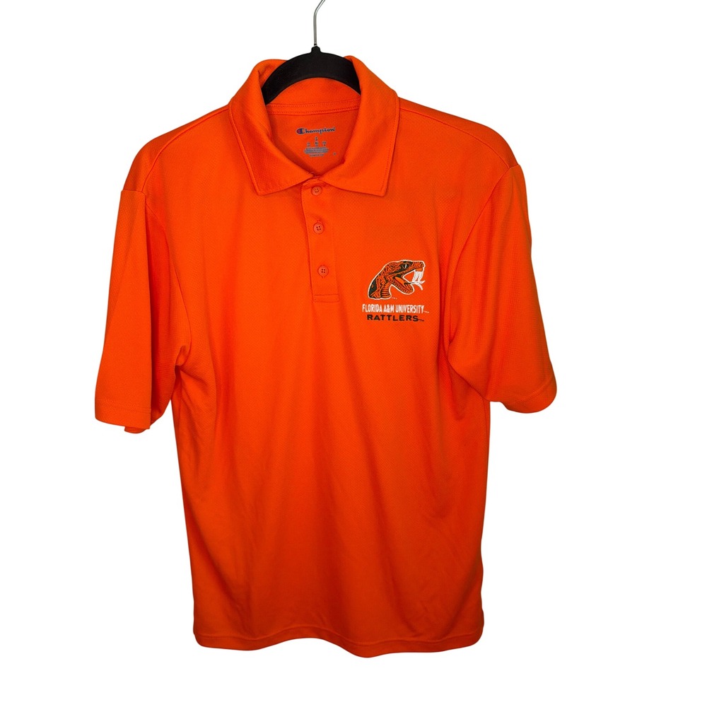 Champion Florida A&M University Rattlers Polo Shirt Mens Small Orange CBMEC3NCOS